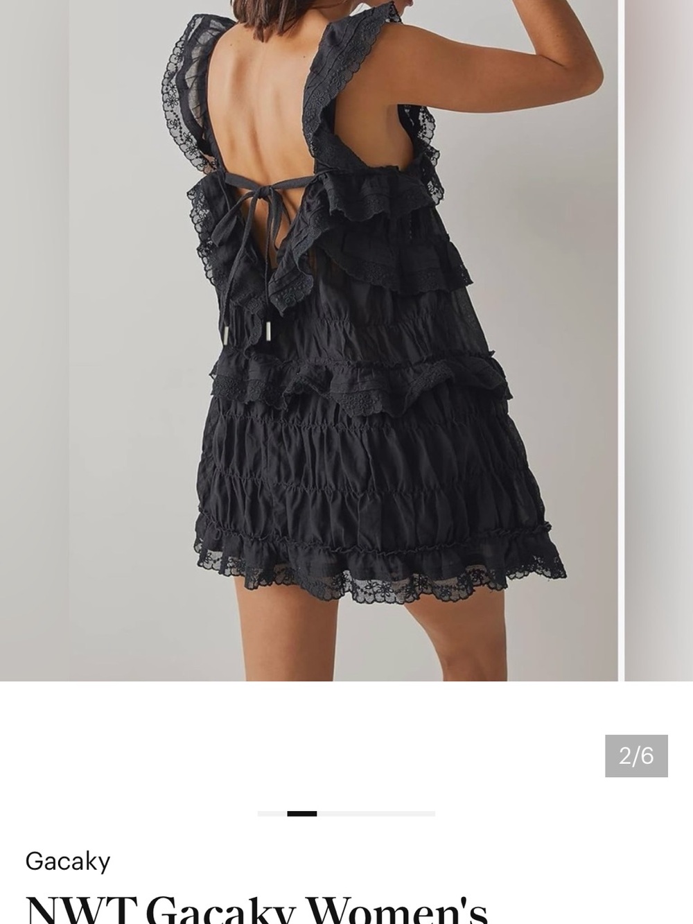 Black Lace Tiered Sundress with built in undies/shorts